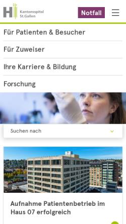 Vorschau der mobilen Webseite www.kssg.ch, Kantonsspital St. Gallen