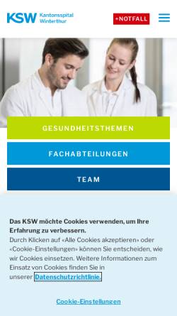 Vorschau der mobilen Webseite www.ksw.ch, Kantonsspital Winterthur