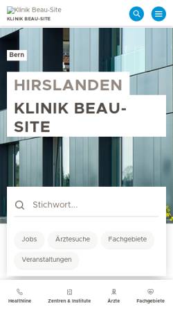 Vorschau der mobilen Webseite www.klinik-beausite.ch, Klinik Beau-Site Bern