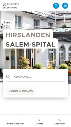 Vorschau der mobilen Webseite www.hirslanden.ch, Salem-Spital Bern