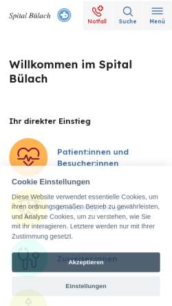 Vorschau der mobilen Webseite www.spitalbuelach.ch, Spital Bülach