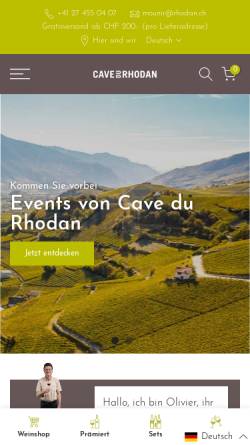 Vorschau der mobilen Webseite rhodan.ch, Gebr. Mounir Weine AG, Salgesch