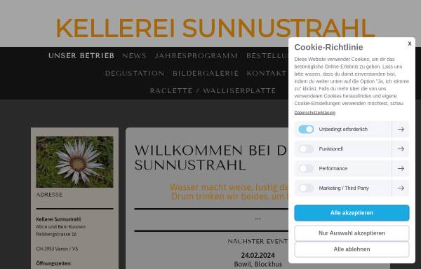 Vorschau von www.kellerei-sunnustrahl.ch, Kellerei Sunnustrahl