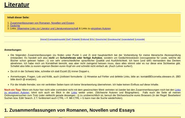 Vorschau von cornelia.siteware.ch, Literaturzusammenfassungen