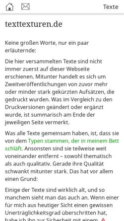 Vorschau der mobilen Webseite www.texttexturen.de, TextTexturen