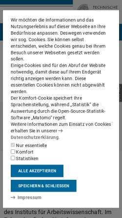 Vorschau der mobilen Webseite www.arbeitswissenschaft.de, TU Darmstadt - Institut für Arbeitswissenschaft