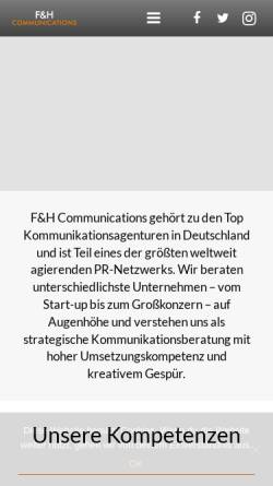 Vorschau der mobilen Webseite fundh.de, F&H Porter Novelli - F&H Werbeagentur GmbH, F&H Public Relations GmbH