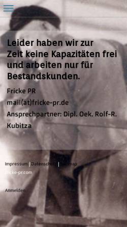Vorschau der mobilen Webseite www.fricke-pr.de, Fricke PR