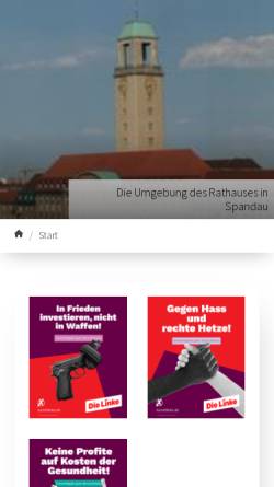 Vorschau der mobilen Webseite www.die-linke-spandau.de, Die Linke. Spandau
