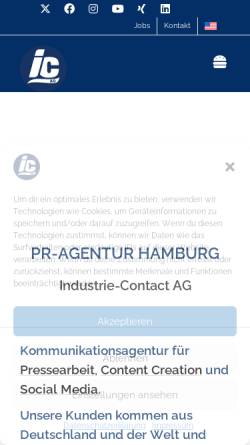 Vorschau der mobilen Webseite industrie-contact.de, Industrie-Contact AG