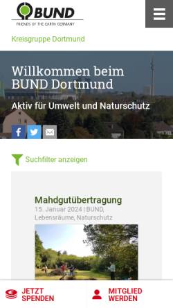 Vorschau der mobilen Webseite www.bund-dortmund.de, Bund für Umwelt und Naturschutz Deutschland