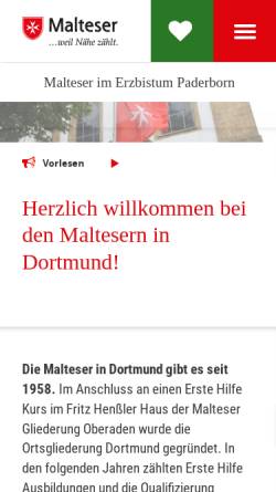Vorschau der mobilen Webseite www.malteser-dortmund.de, Dortmunder Malteser