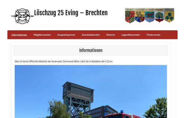 Vorschau von www.feuerwehr-eving.de, Freiwillige Feuerwehr Eving Brechten