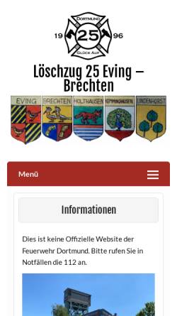 Vorschau der mobilen Webseite www.feuerwehr-eving.de, Freiwillige Feuerwehr Eving Brechten