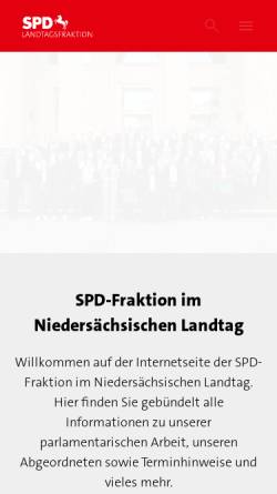 Vorschau der mobilen Webseite www.spd-fraktion-niedersachsen.de, SPD-Landtagsfraktion Niedersachsen