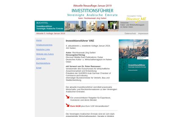 Vorschau von www.dubai-wirtschaftsrecht.de, Investitionsführer Vereinigte Arabische Emirate, Jörg Seifert