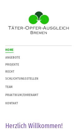 Vorschau der mobilen Webseite www.toa-bremen.de, Täter-Opfer-Ausgleich Bremen