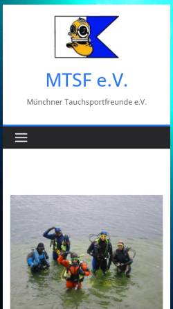 Vorschau der mobilen Webseite www.mtsf.de, Münchner Tauchsportfreunde e.V.