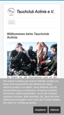 Vorschau der mobilen Webseite www.tauchclub-actinia.de, Tauchclub Actinia, Itzehoe