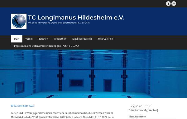 Vorschau von www.tc-longimanus.de, Tauchclub Longimanus Hildesheim