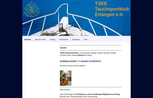 Vorschau von www.tske.de, Tauchsportklub Erlangen