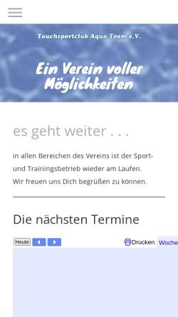 Vorschau der mobilen Webseite www.aqua-team-ev.de, TSC 