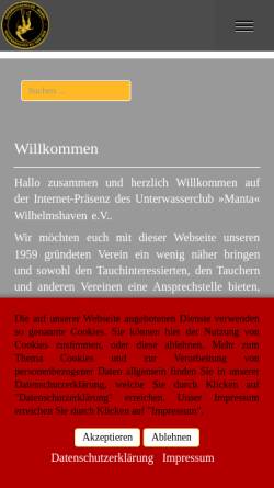 Vorschau der mobilen Webseite www.uwc-manta.de, Unterwasserclub Manta
