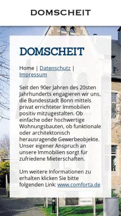 Vorschau der mobilen Webseite www.domscheit.de, Comforta Schlüsselfertigbau GmbH