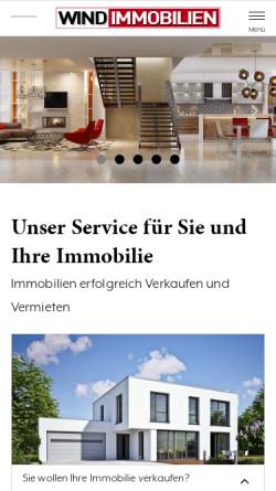 Vorschau der mobilen Webseite www.wind-immobilien.de, Wind Immobilien