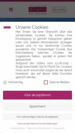 Vorschau der mobilen Webseite hotel-ziegler.de, Hotel-Gasthof Ziegler