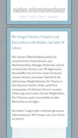 Vorschau der mobilen Webseite www.medieninfo.de, Medieninformationsdienst Rolandseck GmbH