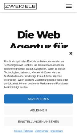 Vorschau der mobilen Webseite www.zweigelb.de, Agentur Zweigelb - Webdesign Pirmasens
