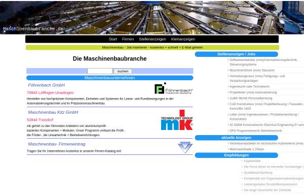 Vorschau von www.maschinenbaubranche.de, Maschinenbaubranche.de by Firma Emrich Internetdienste