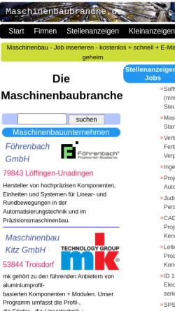 Vorschau der mobilen Webseite www.maschinenbaubranche.de, Maschinenbaubranche.de by Firma Emrich Internetdienste