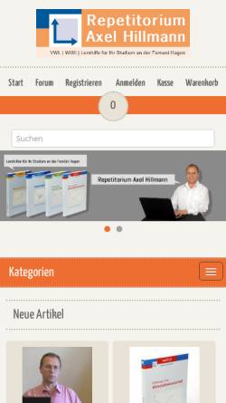 Vorschau der mobilen Webseite www.axel-hillmann.de, Repetitorium Axel Hillmann