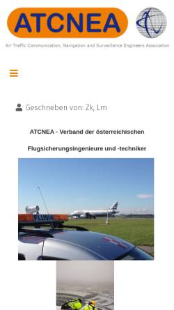 Vorschau der mobilen Webseite www.atcnea.at, Verband österreichischer Flugsicherungsingenieure und -techniker