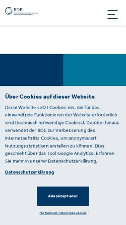 Vorschau der mobilen Webseite www.bde.org, Bundesverband der Deutschen Entsorgungswirtschaft e.V. (BDE)