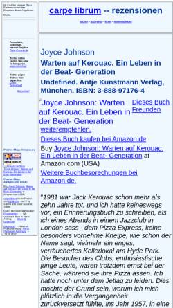 Vorschau der mobilen Webseite rezensionen.literaturwelt.de, Joyce Johnson: Warten auf Kerouac