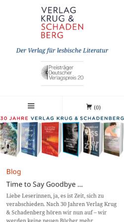Vorschau der mobilen Webseite www.krugschadenberg.de, Verlag Krug & Schadenberg