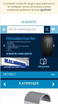 Vorschau der mobilen Webseite www.malmbergs.com, Malmbergs Elektriska AB