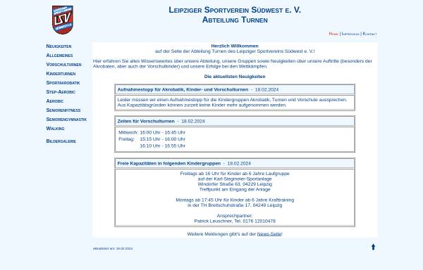 Vorschau von lsvsw-turnen.de, Leipziger Sportverein Südwest e. V. (LSVSW)
