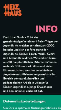 Vorschau der mobilen Webseite www.urban-souls.de, Urban Souls e.V.