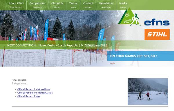 Vorschau von www.efns.eu, Europäische Forstliche Nordische Skiwettkämpfe