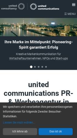 Vorschau der mobilen Webseite www.united.de, united communications GmbH
