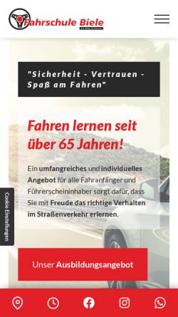 Vorschau der mobilen Webseite fahrschule-biele.de, Fahrschule Biele (Inh. K. Bockelmann)