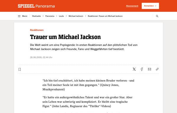 Vorschau von www.spiegel.de, Spiegel-Online: Trauer um Michael Jackson
