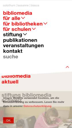 Vorschau der mobilen Webseite www.bibliomedia.ch, Bibliomedia Schweiz