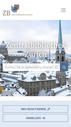 Vorschau der mobilen Webseite www.zb.uzh.ch, Zentralbibliothek Zürich