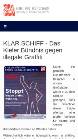 Vorschau der mobilen Webseite klarschiff-kiel.de, Klarschiff - Kieler Bündnis gegen illegale Graffiti