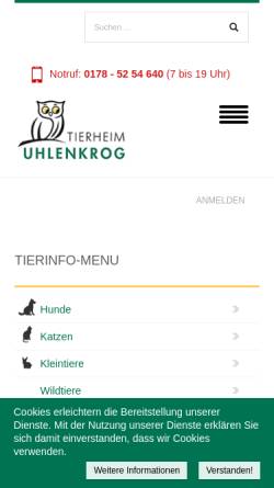 Vorschau der mobilen Webseite www.tierheim-kiel.de, Tierheim Kiel